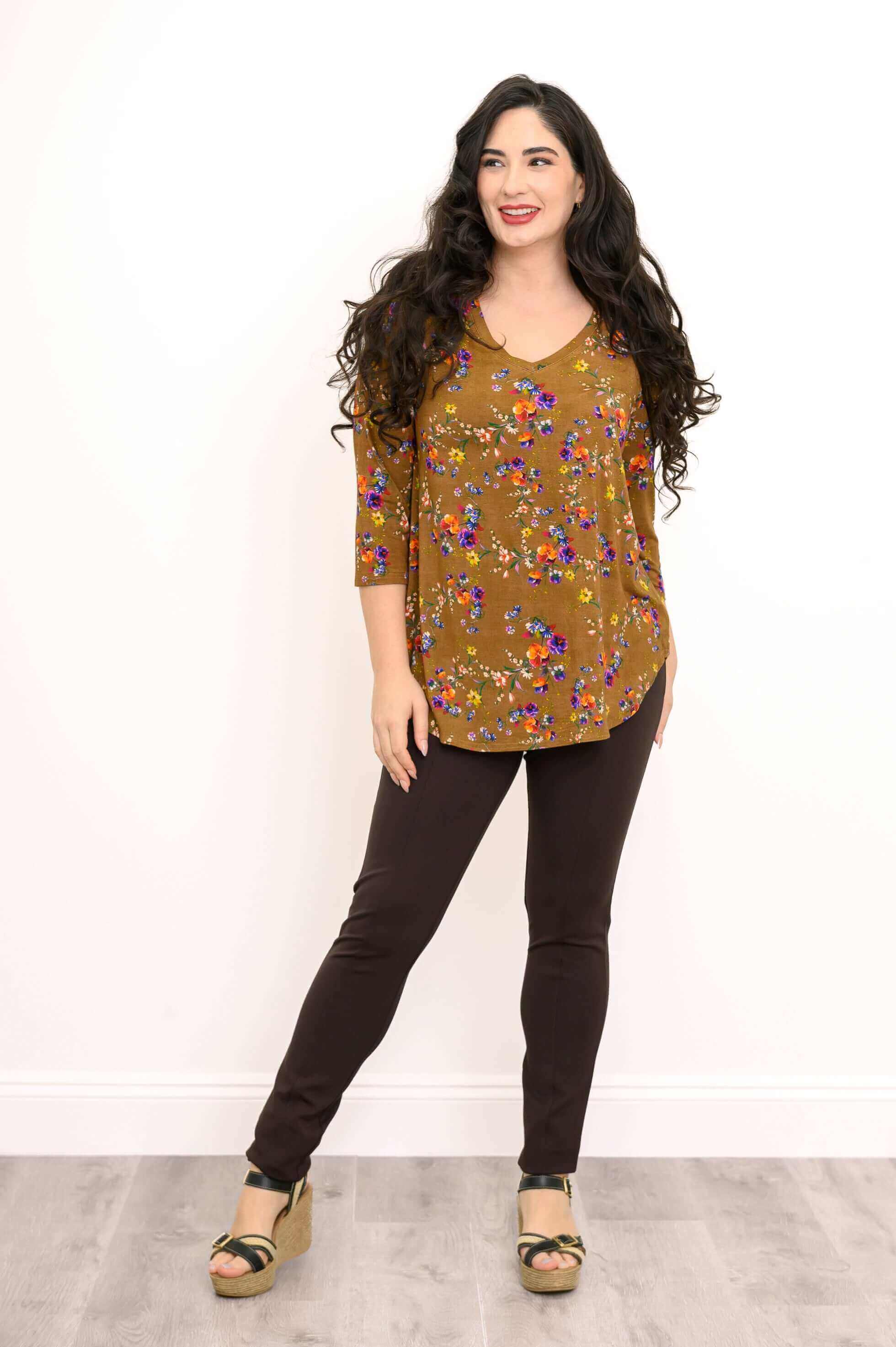 Jackie 3/4 Top, Sand Pansy, Bamboo - Image 6