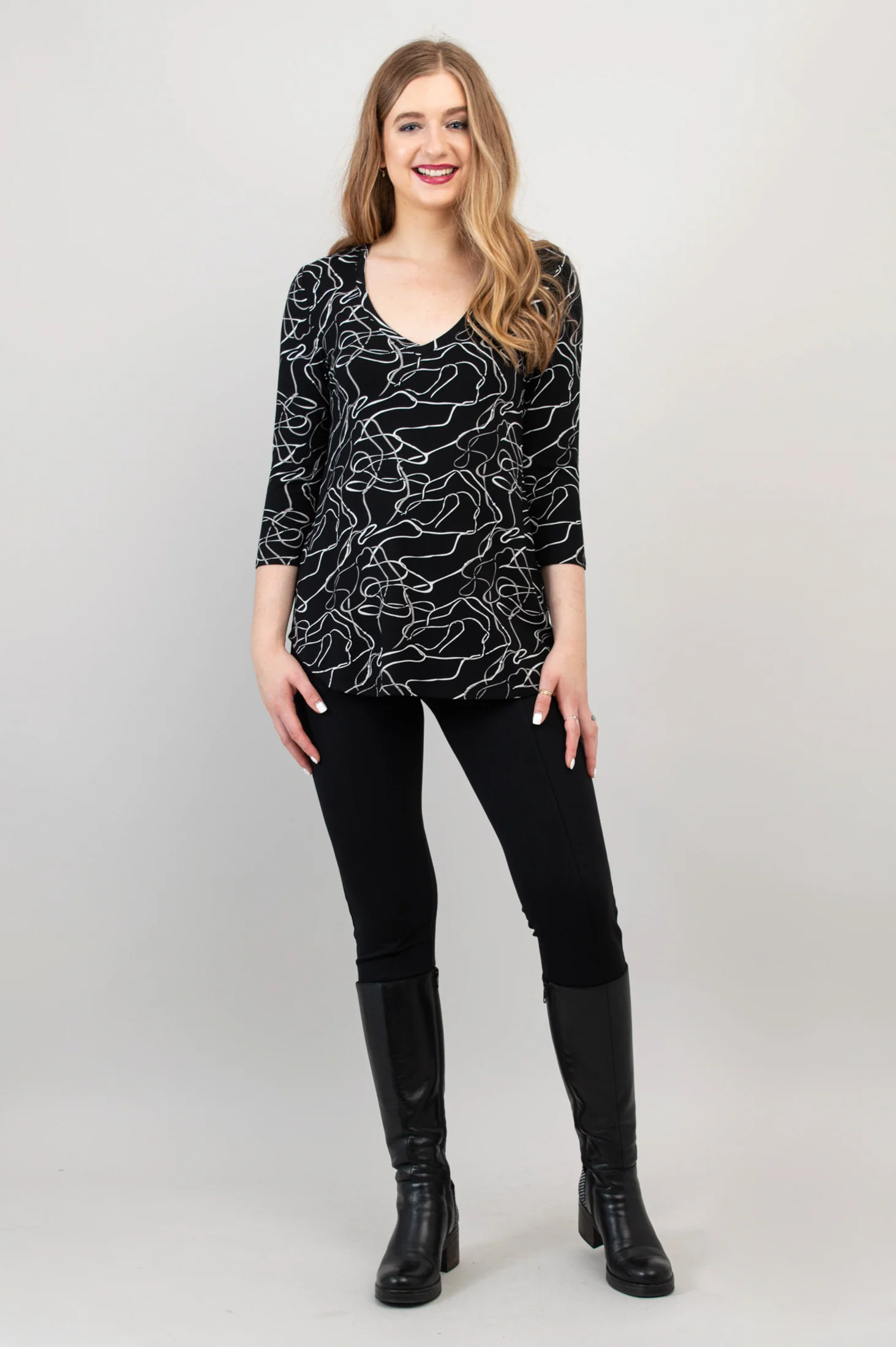 Jackie 3/4 Top, Art Expo, Bamboo - Final Sale - Image 3
