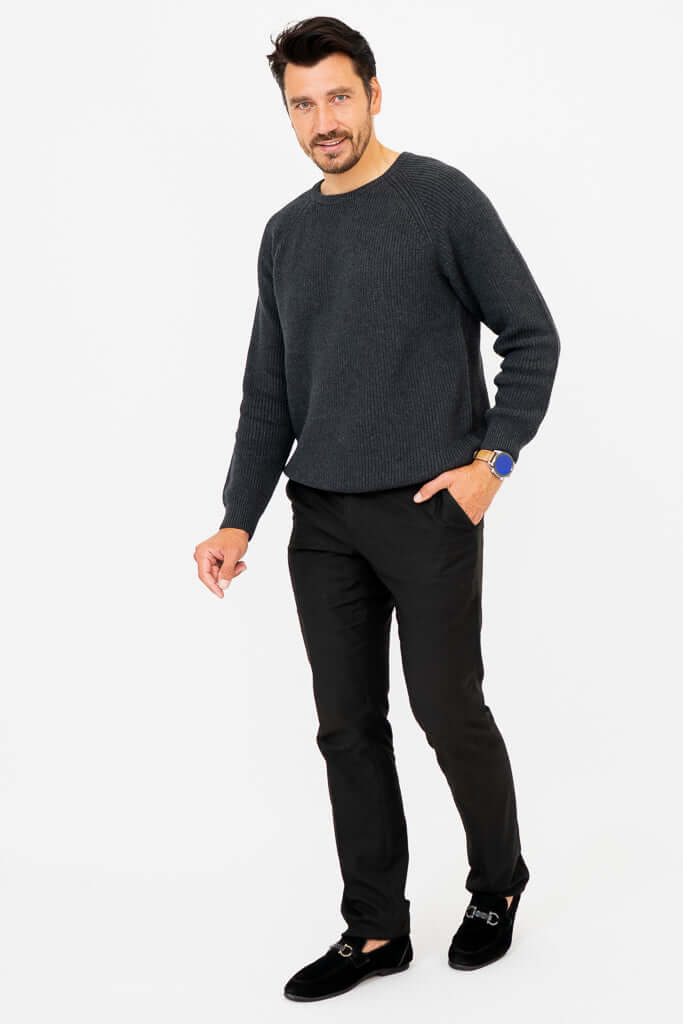 Jackson Sweater, Charcoal, Cotton - Image 6
