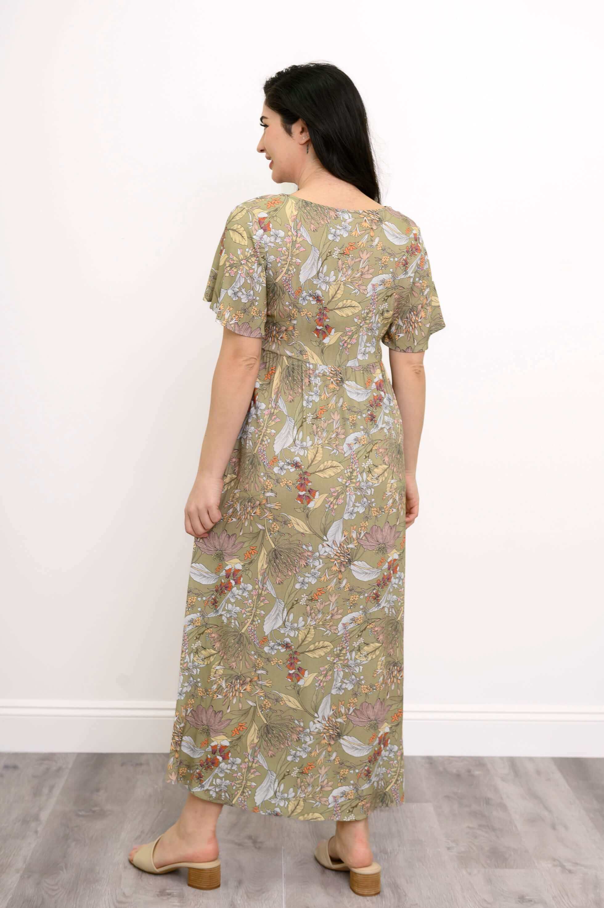 Jane Dress, Khaki Primavera, Linen Bamboo - Image 5