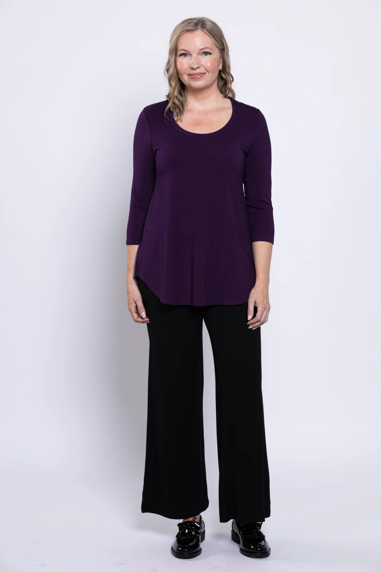 Jazz 3/4 Slv Top, Royale, Bamboo - Image 5