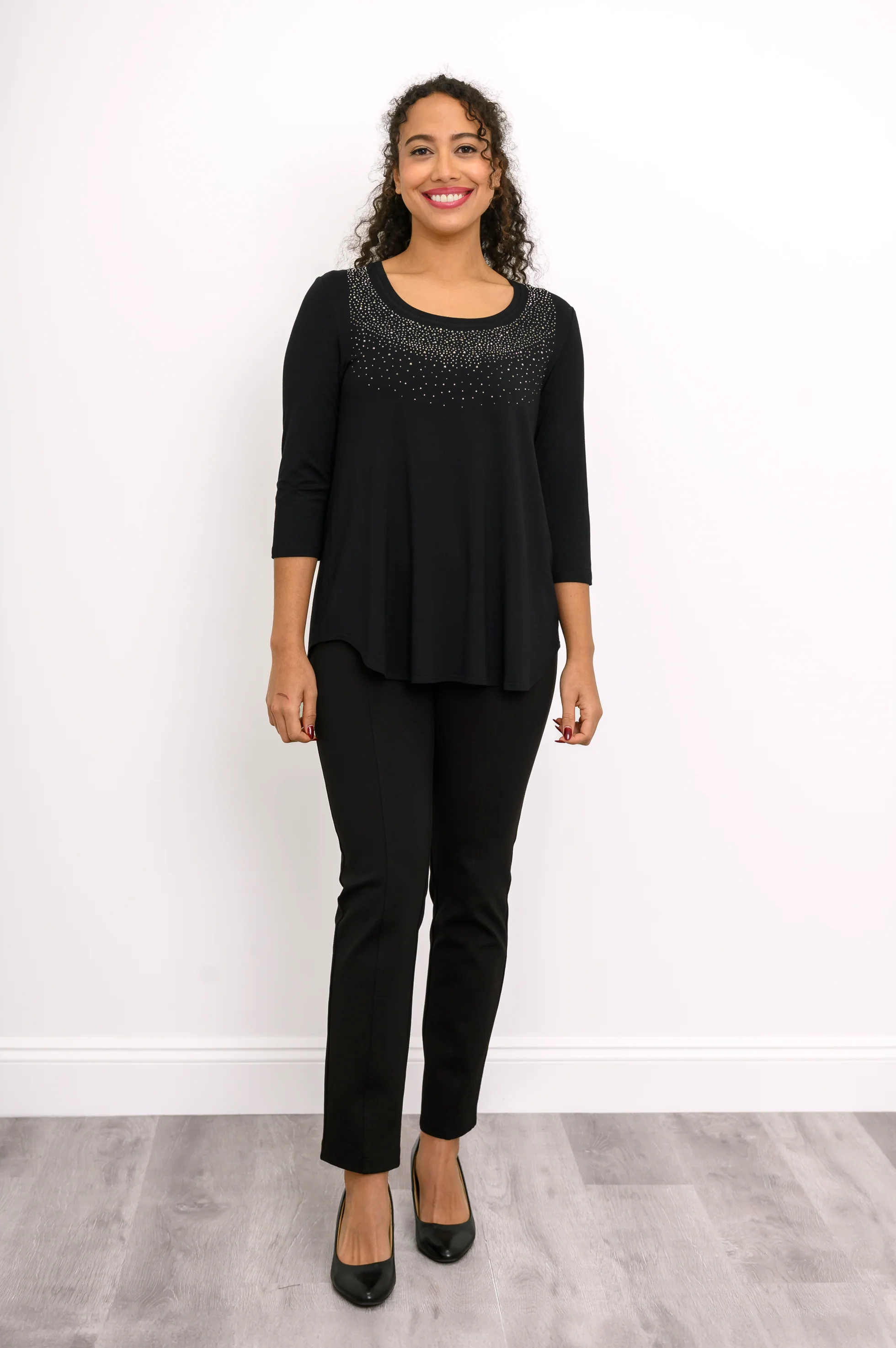 Jazz 3/4 Slv Top, Black Diamond, Bamboo - Image 2