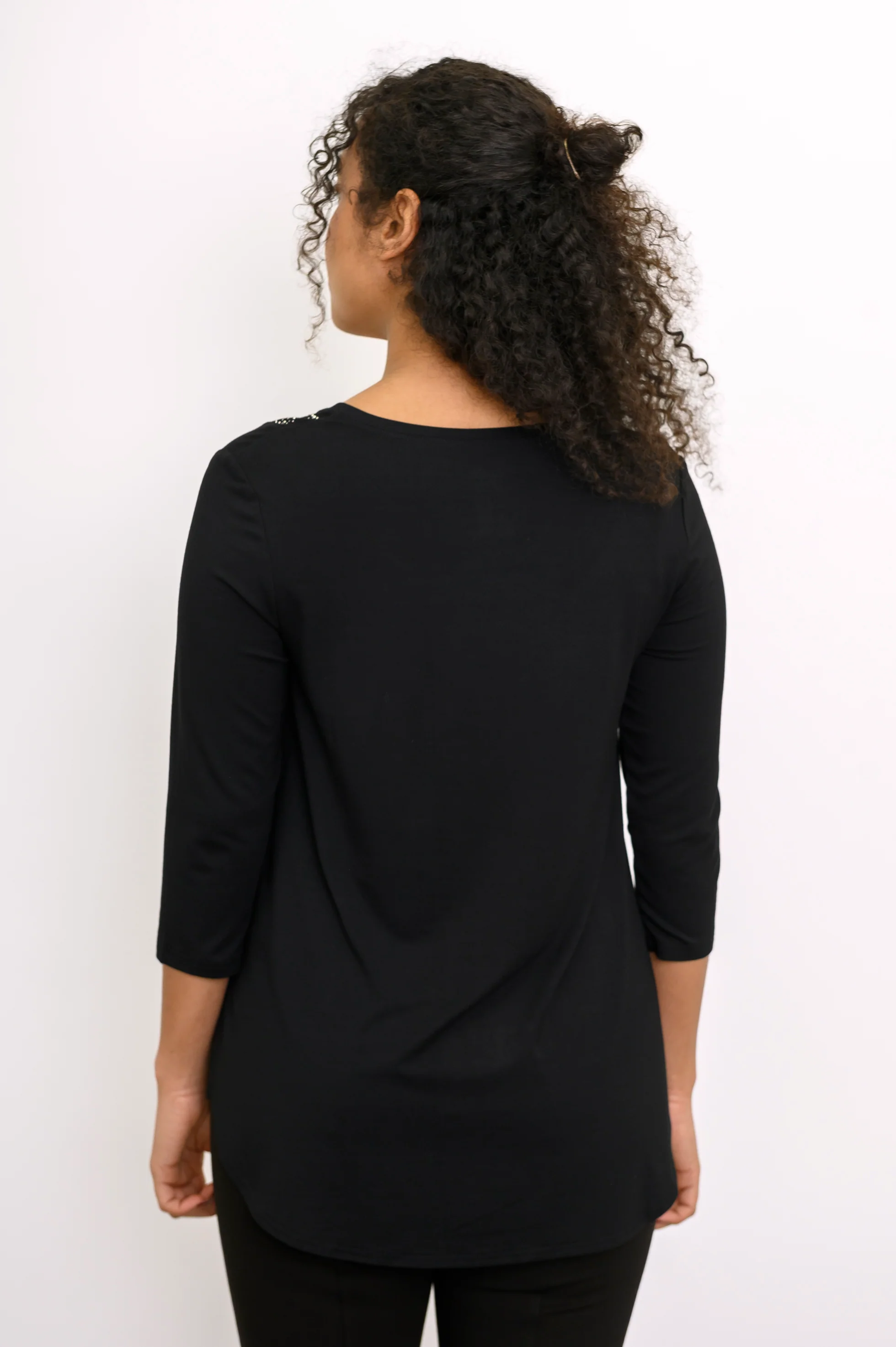 Jazz 3/4 Slv Top, Black Diamond, Bamboo - Image 4