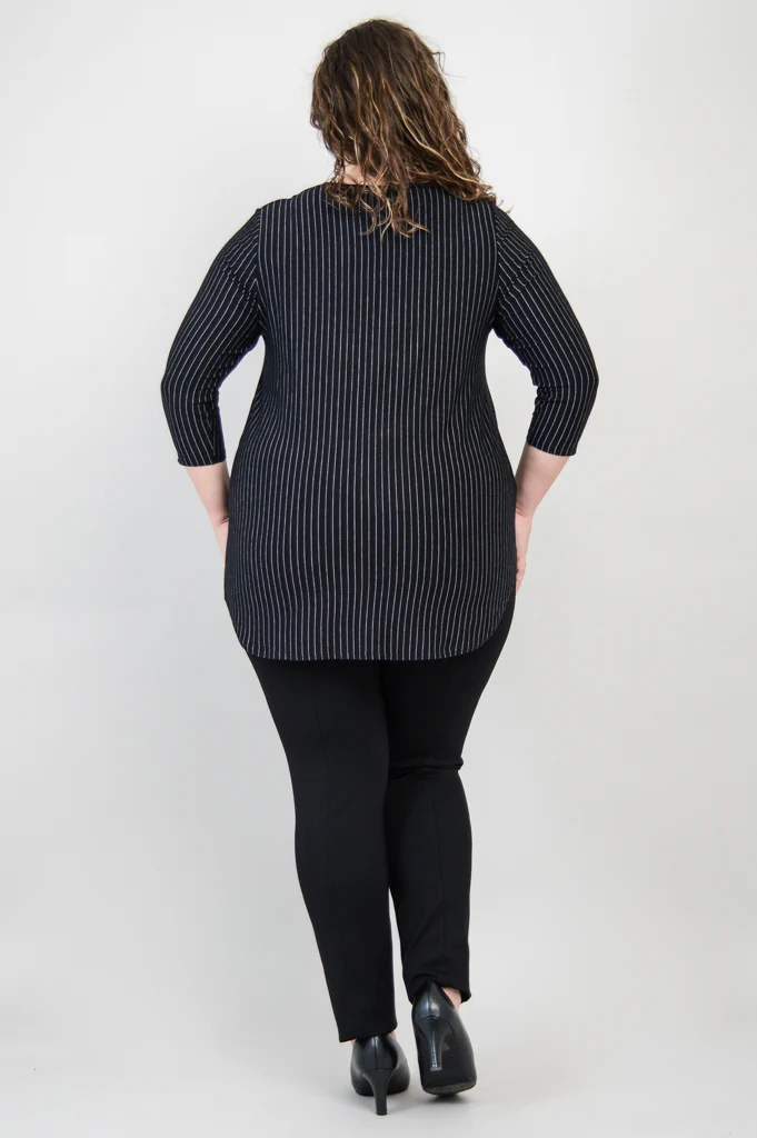 Jazz 3/4 Slv Top, BW Pin Stripe, Bamboo - Final Sale - Image 9