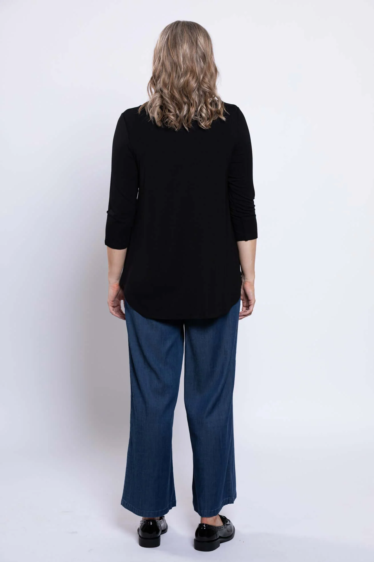 Jazz 3/4 Slv Top, Black, Bamboo - Image 4