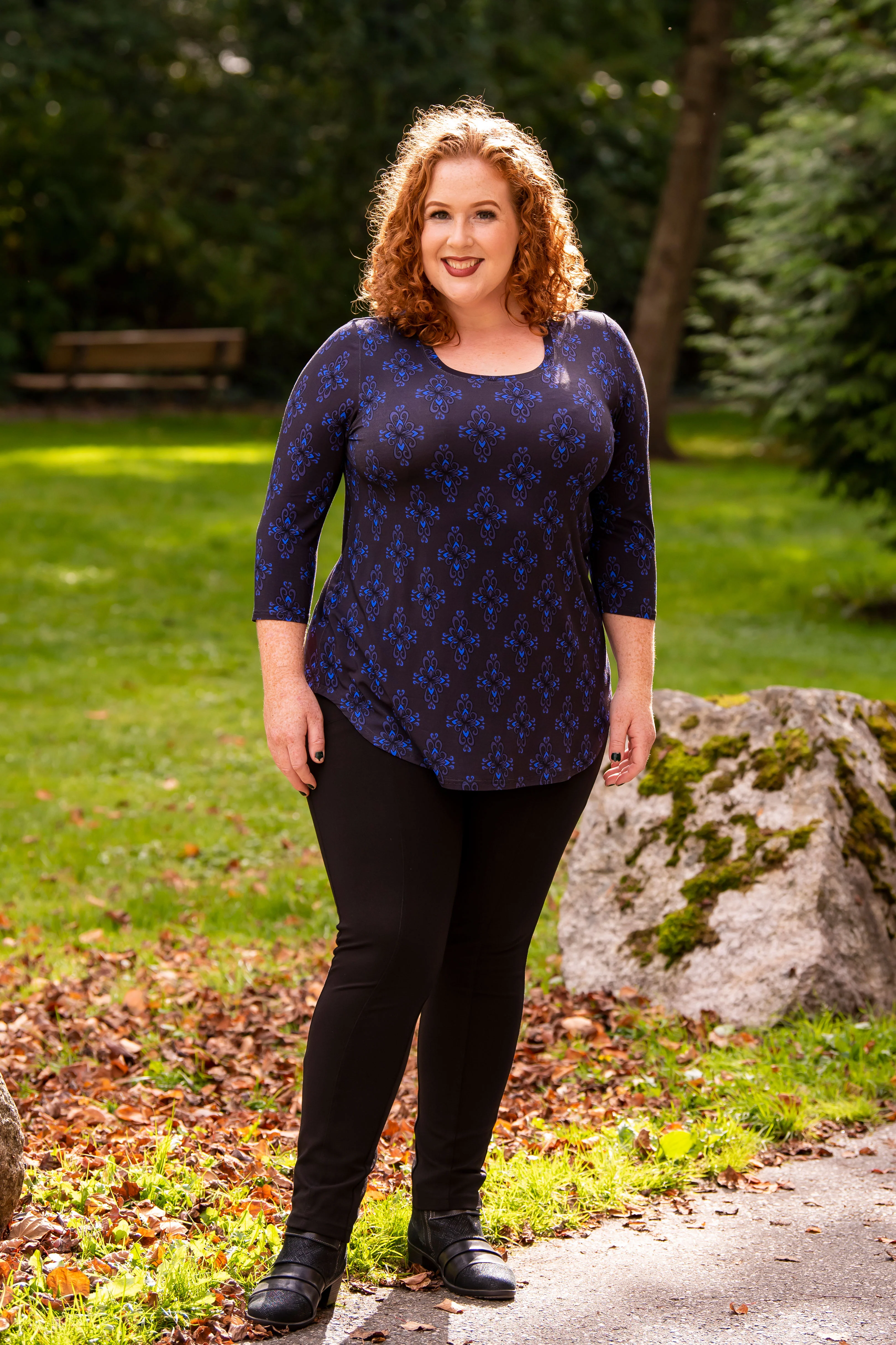 Jazz 3/4 Top, Blue French, Bamboo - Final Sale - Image 2