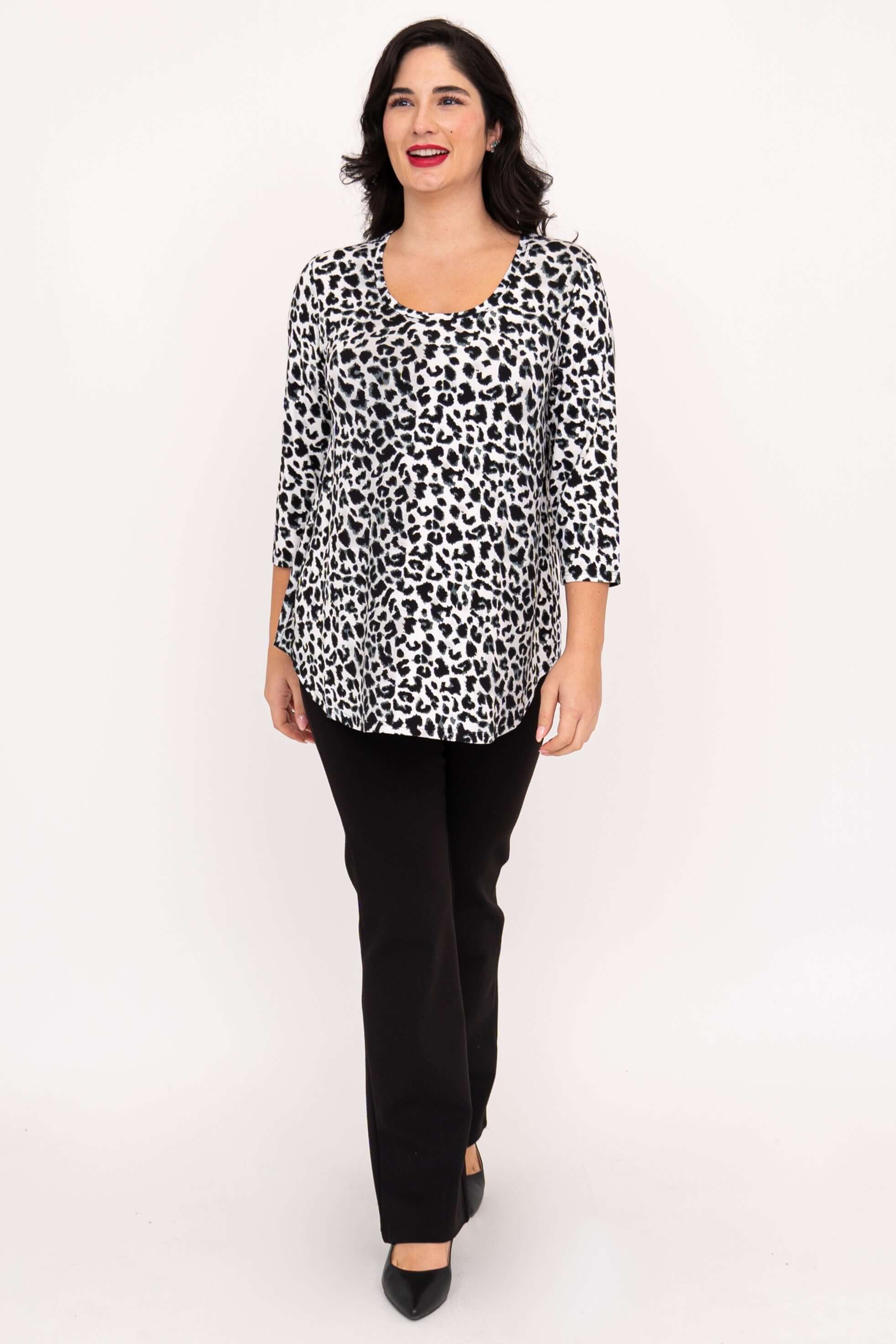 Jazz 3/4 Top, BW Leopard, Bamboo - Image 3