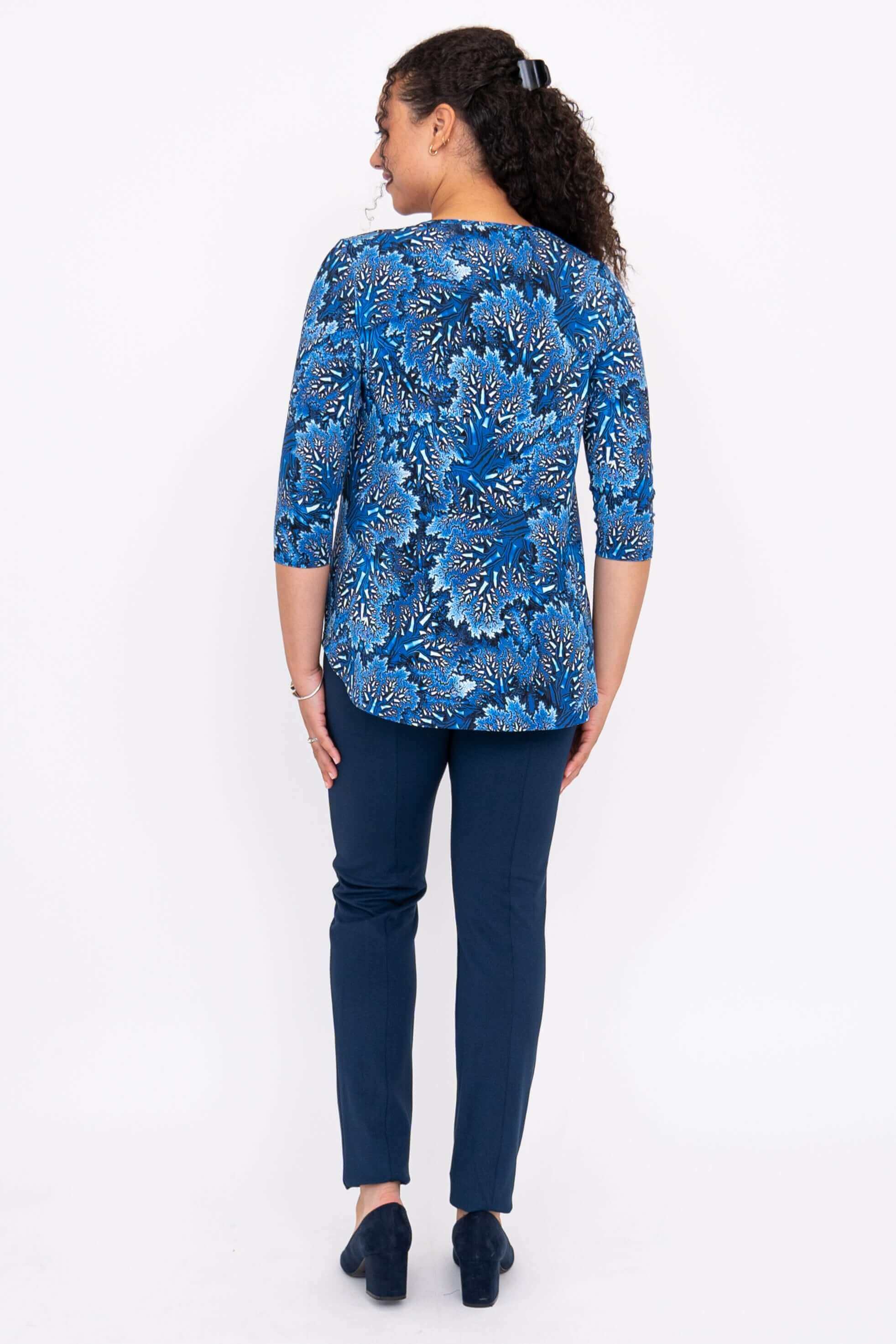 Jazz 3/4 Top, Cobalt Fossil, Bamboo - Image 4