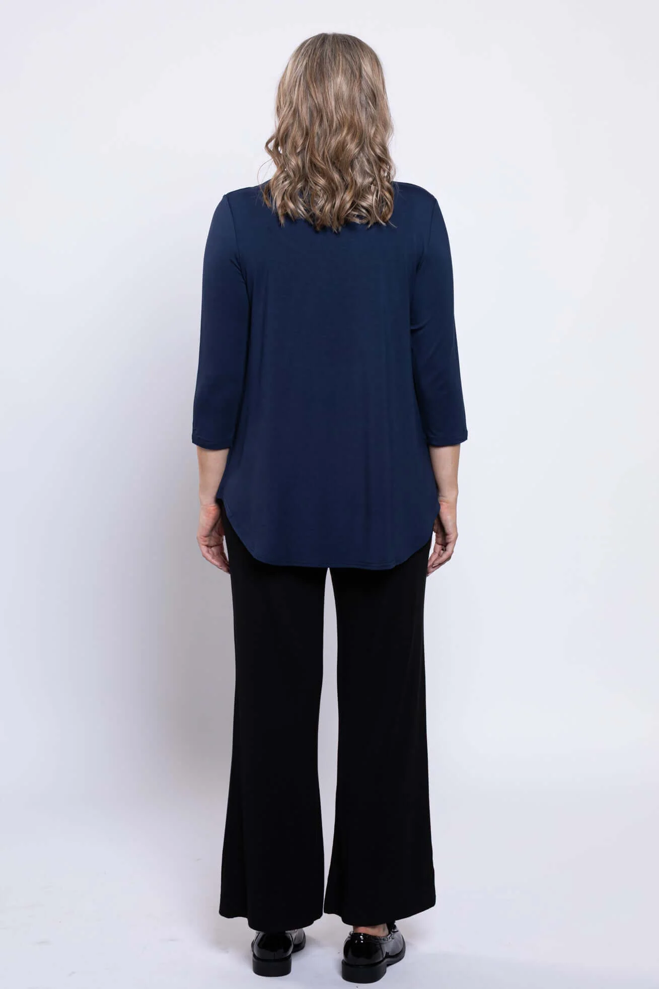 Jazz 3/4 Slv Top, Indigo, Bamboo - Image 4