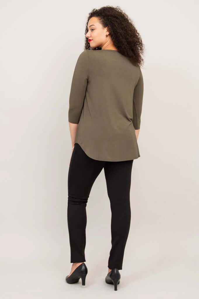 Jazz 3/4 Slv Top, Khaki, Bamboo - Image 4