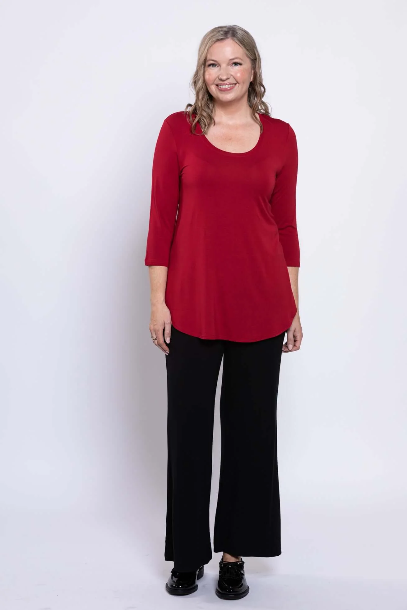 Jazz 3/4 Slv Top, Lipstick, Bamboo - Image 3