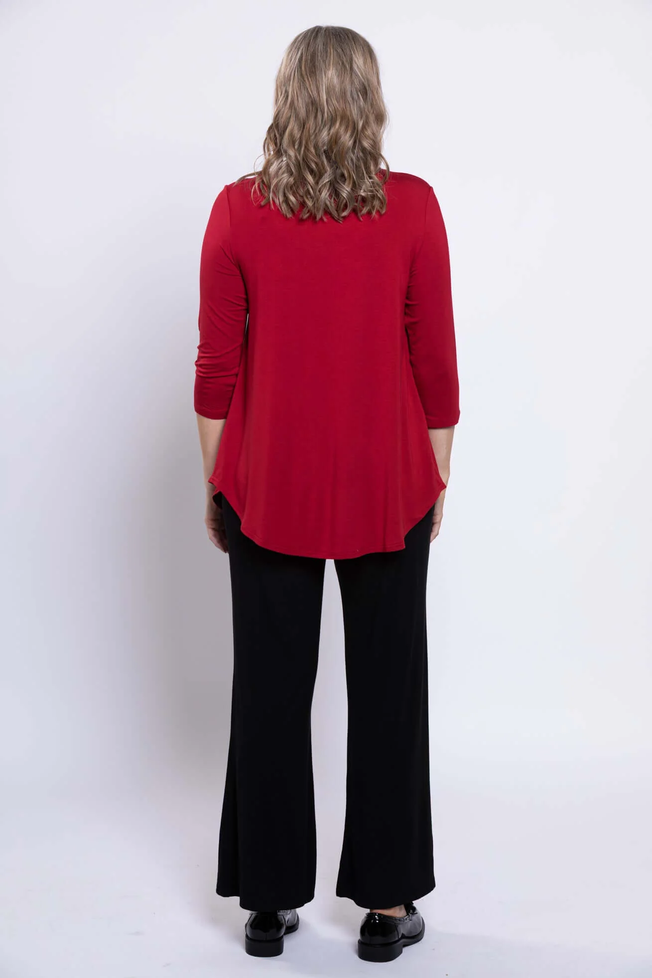 Jazz 3/4 Slv Top, Lipstick, Bamboo - Image 4