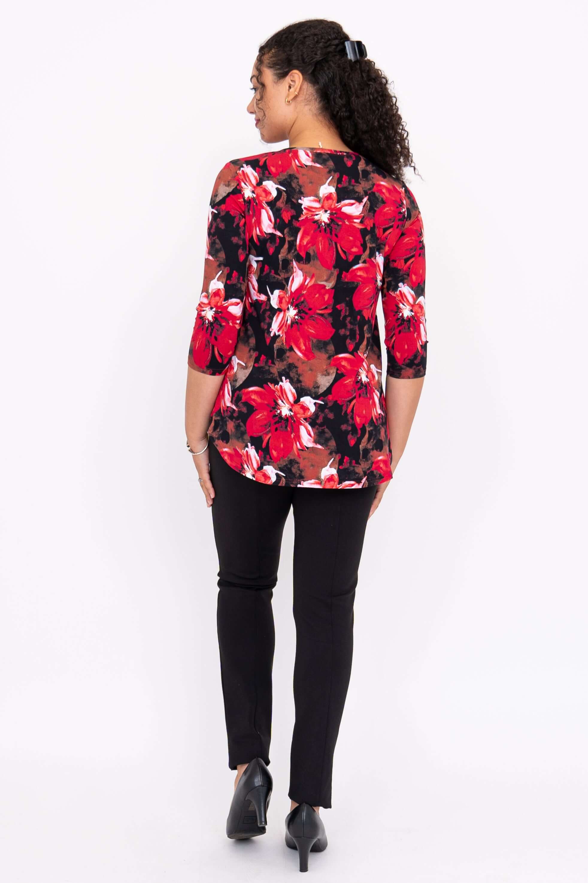 Jazz 3/4 Top, Lipstick Poinsetta, Bamboo - Image 5