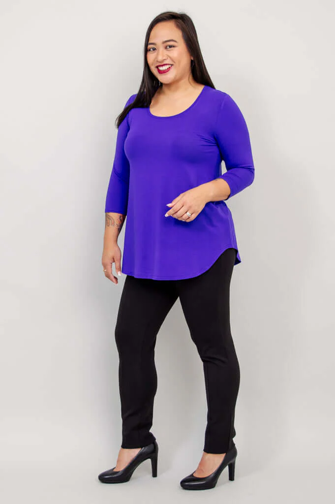 Jazz 3/4 Slv Top, Violet, Bamboo - Image 3
