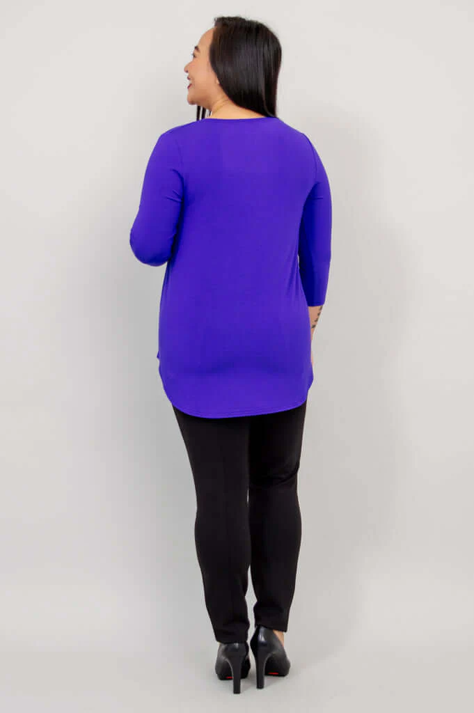 Jazz 3/4 Slv Top, Violet, Bamboo - Image 4