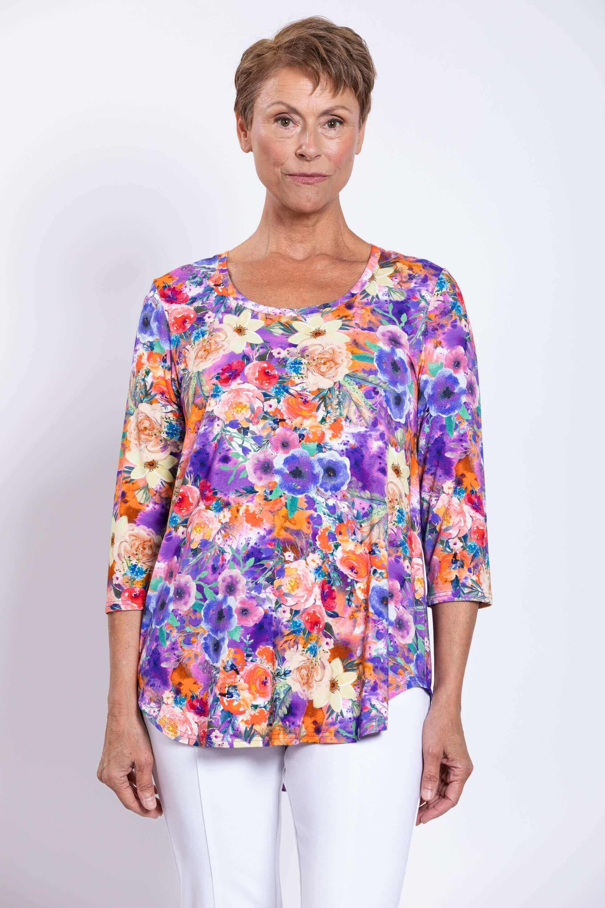 Jazz 3/4 Top, Violet Fiesta, Bamboo