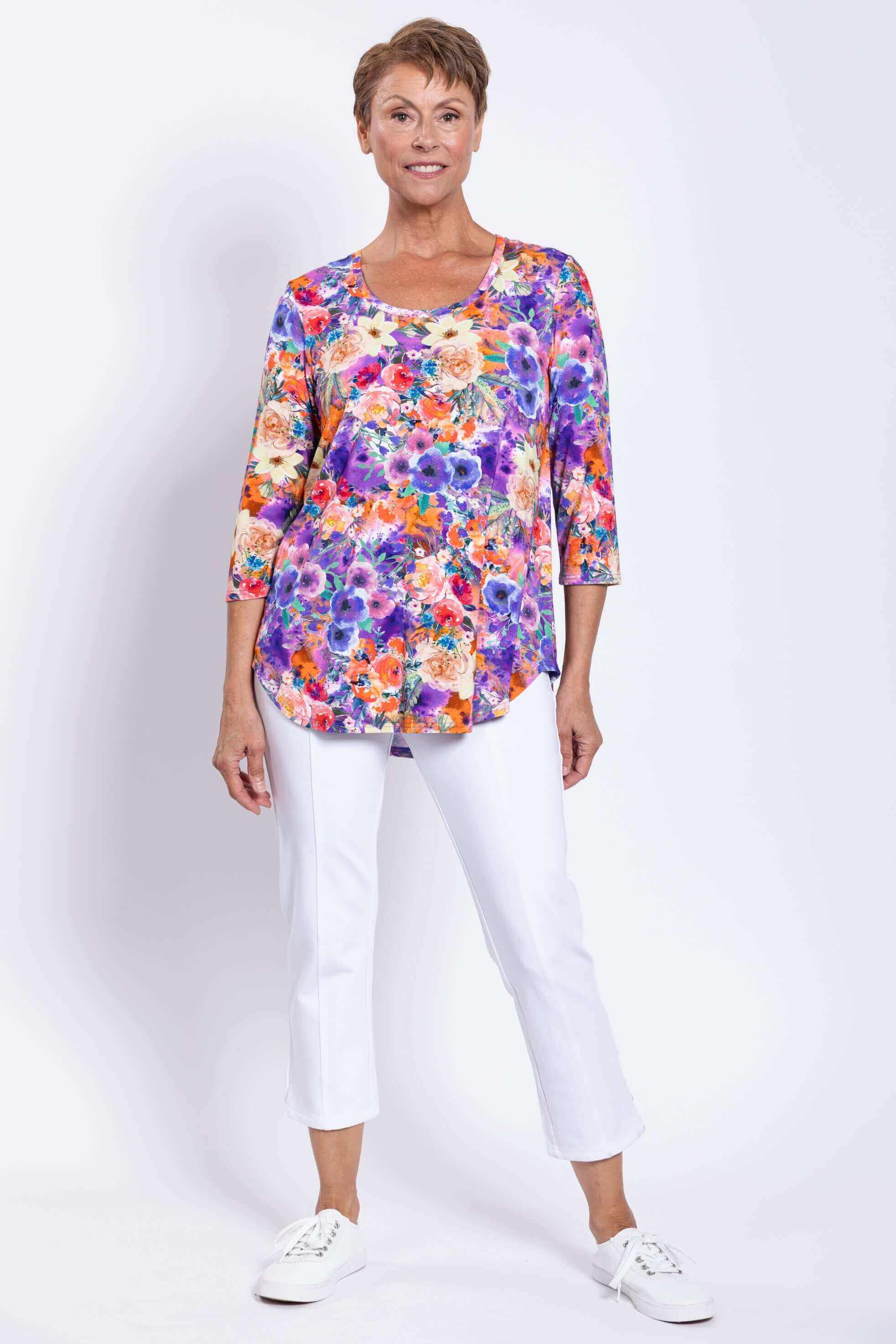 Jazz 3/4 Top, Violet Fiesta, Bamboo - Image 3