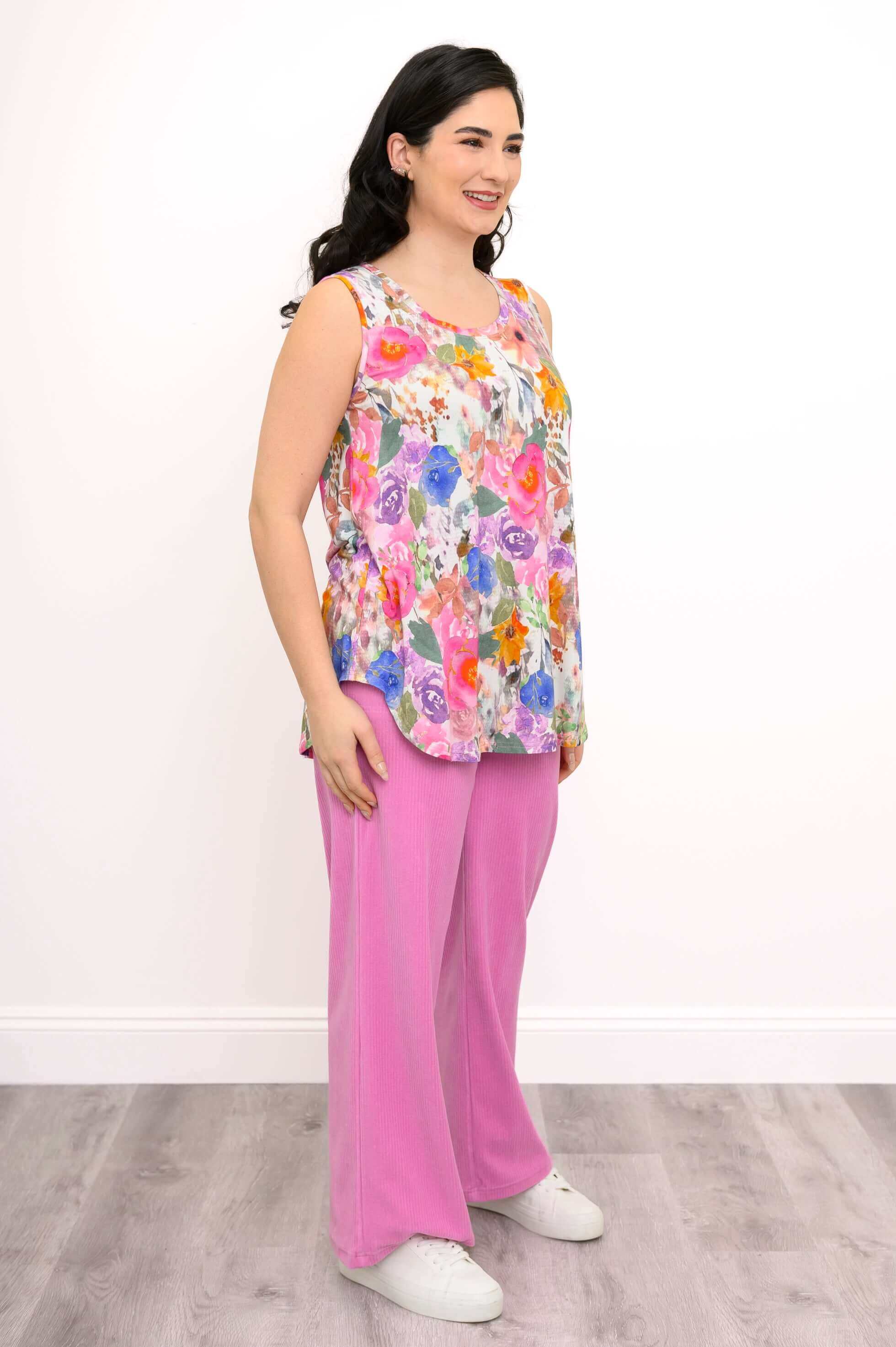 Jazz Tank, Pink Bouquet, Bamboo - Image 3