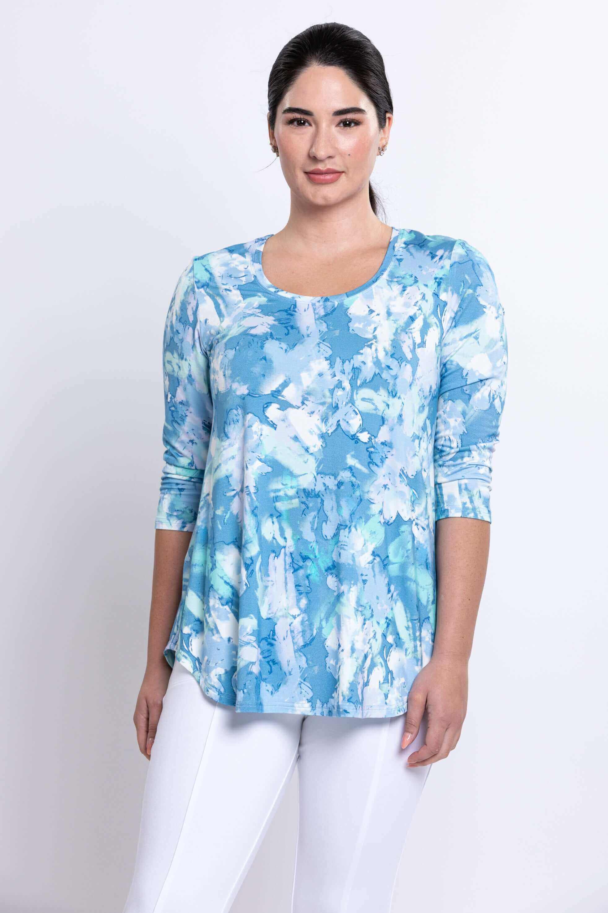 Jazz 3/4 Top, Denim Clouds, Bamboo