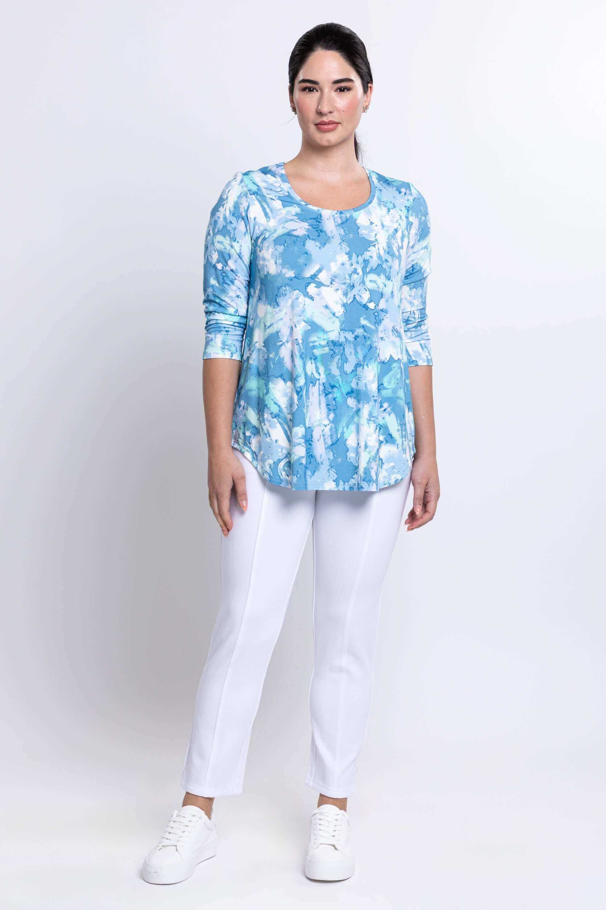 Jazz 3/4 Top, Denim Clouds, Bamboo - Image 2