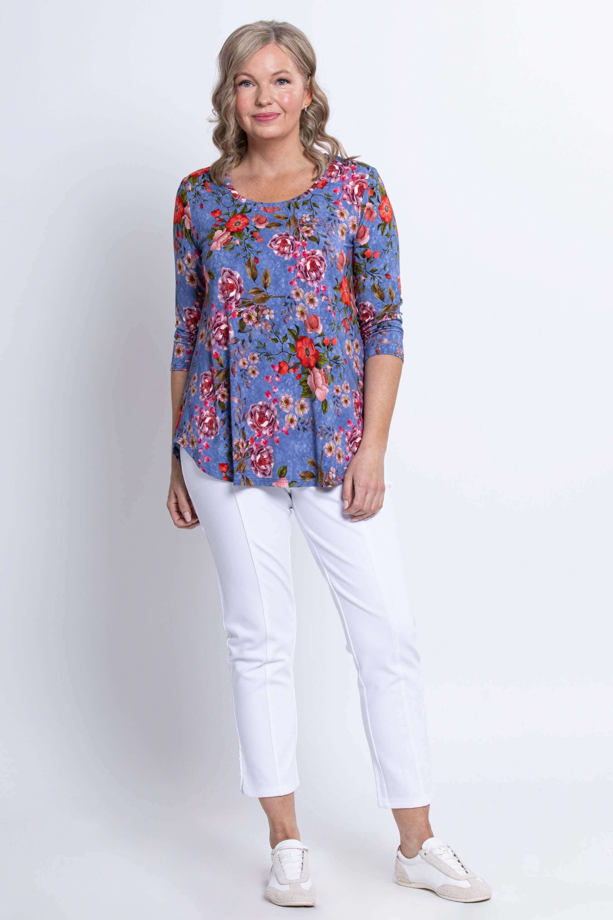 Jazz 3/4 Top, Red Rosebud, Bamboo - Image 2