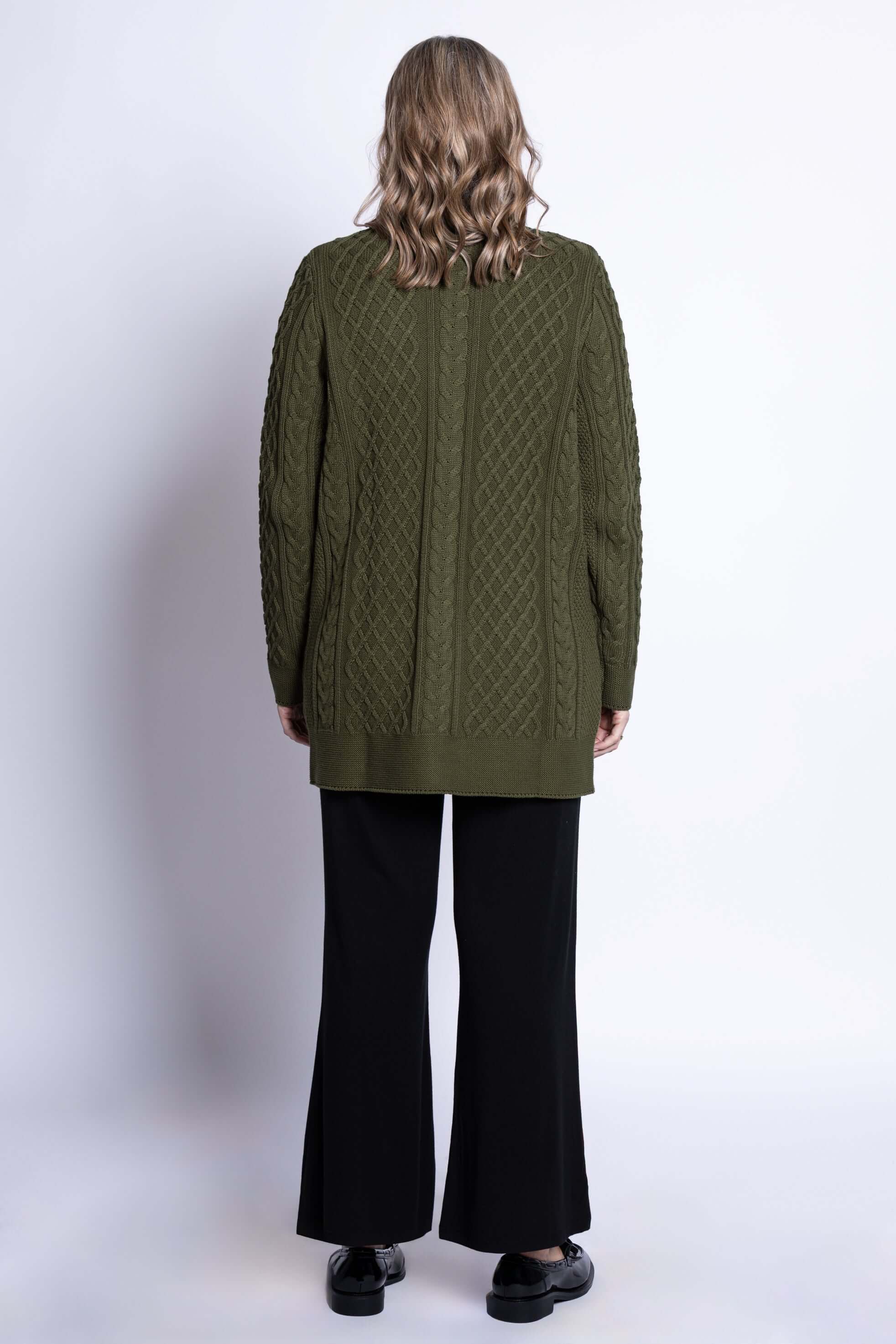 Jenny Cardigan, Khaki, Cotton - Image 4