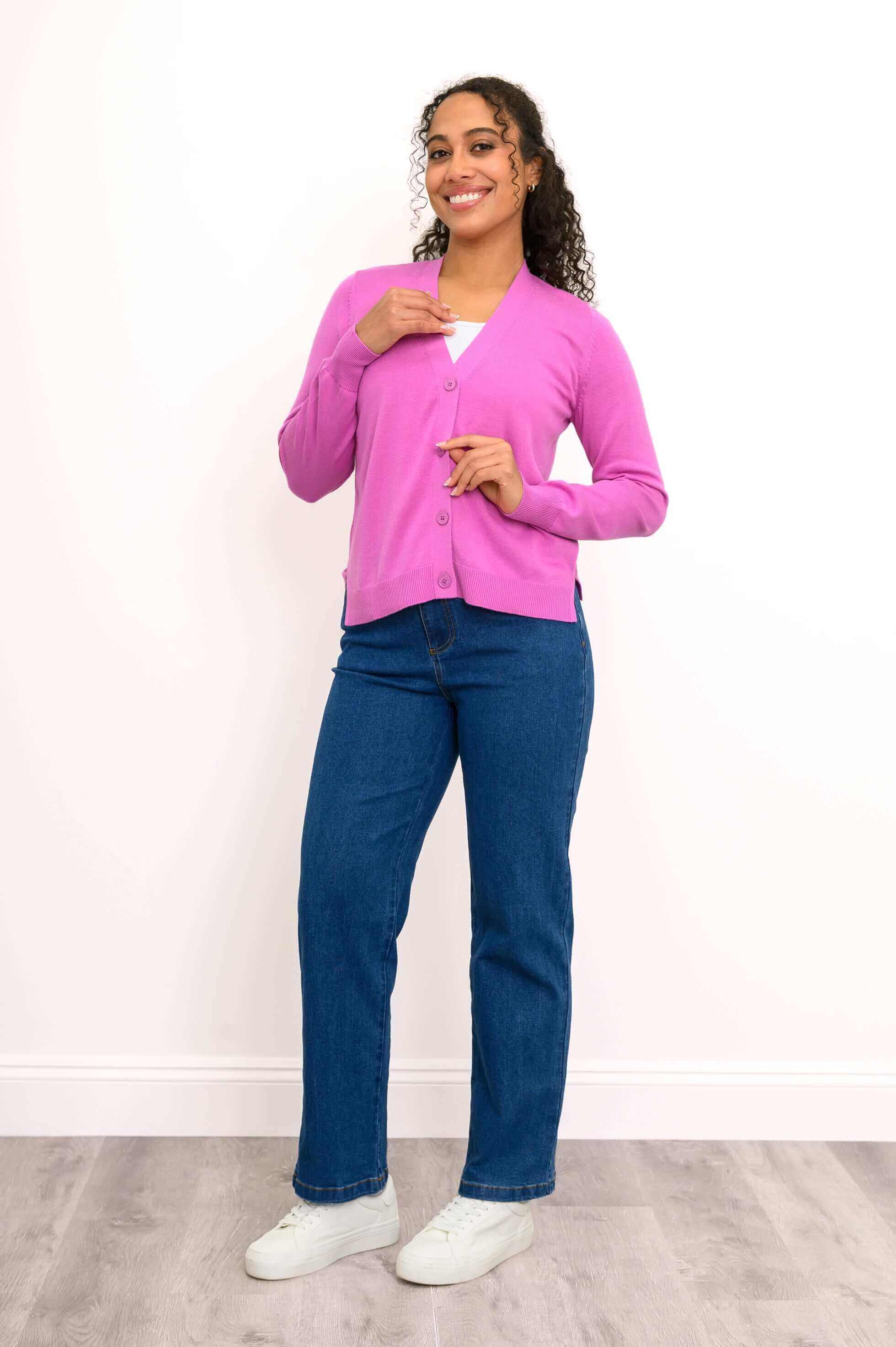 Jessica Sweater, Raspberry, Bamboo Cotton - Image 2