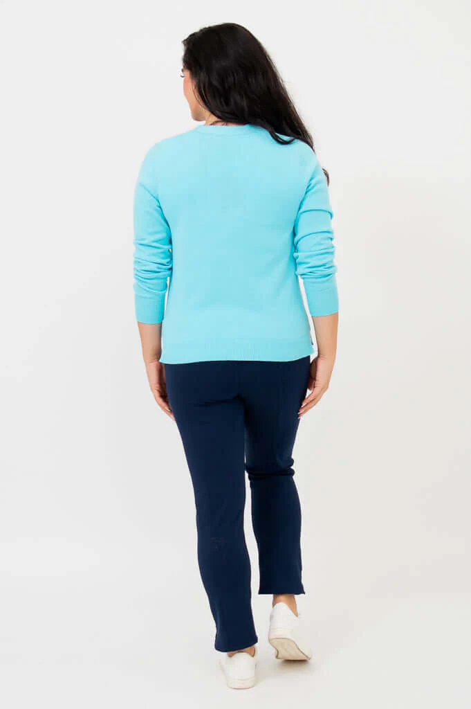 Jessica Sweater, Turquoise, Cotton - Image 3