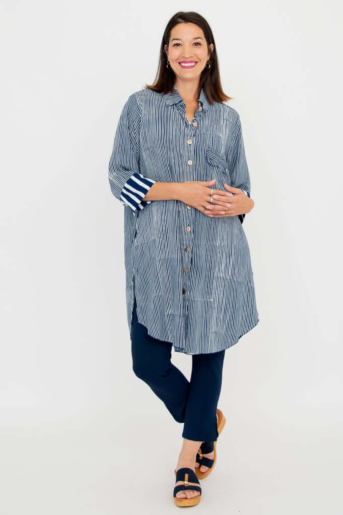 Jimal Blouse, Indigo Stripe - Image 3
