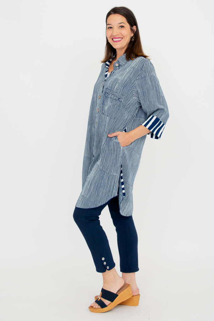Jimal Blouse, Indigo Stripe - Image 4