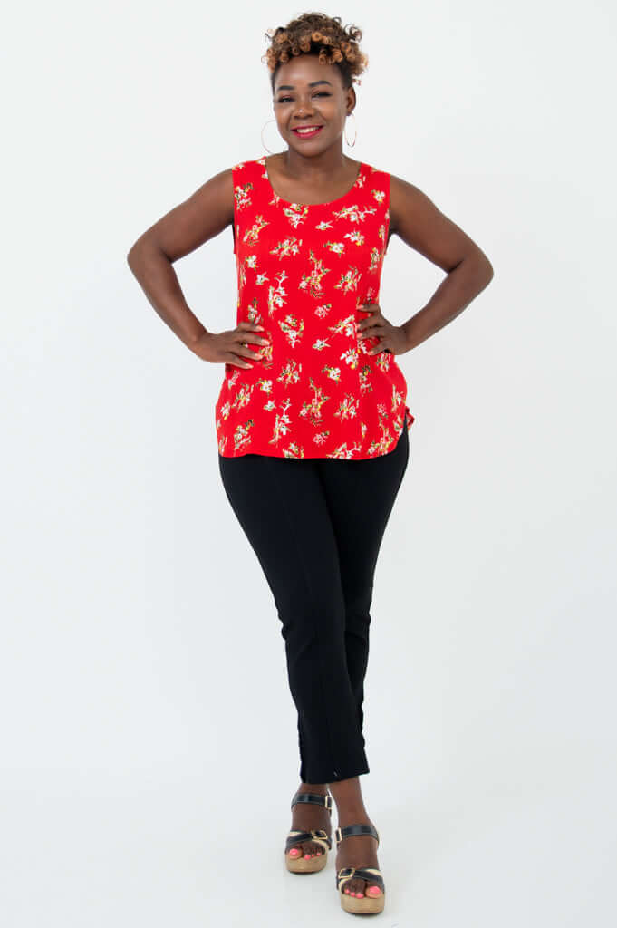 Jimmy Tank, Red Ditsy, Linen Bamboo - Final Sale - Image 6