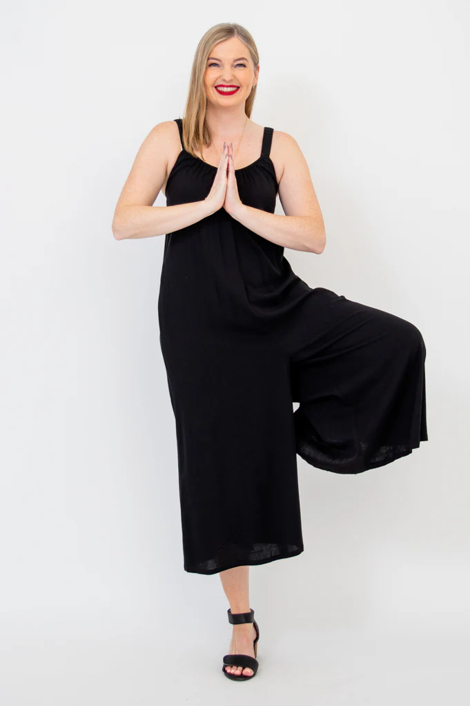 Joanna Jumpsuit, Black, Linen Bamboo - Image 2