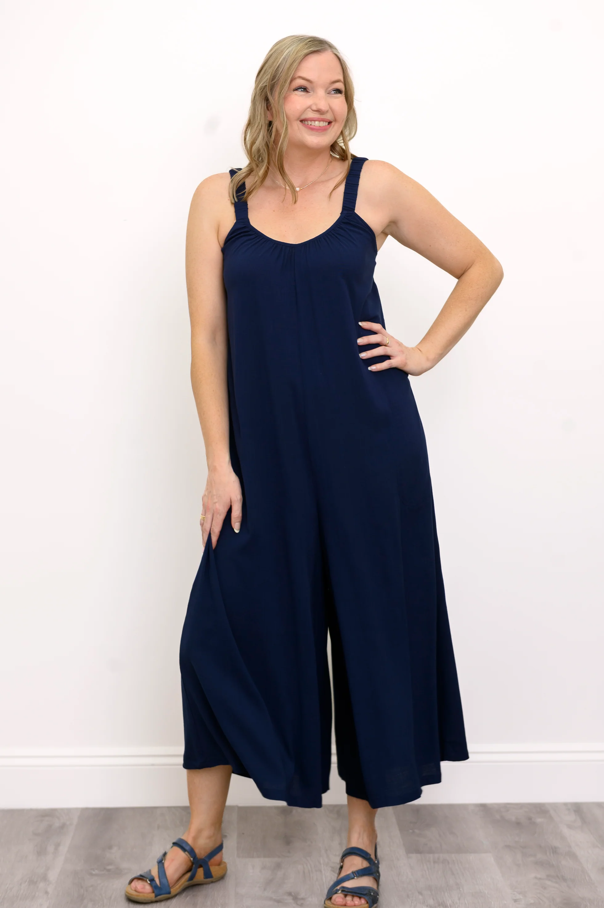Joanna Jumpsuit, Indigo, Linen Bamboo - Image 2