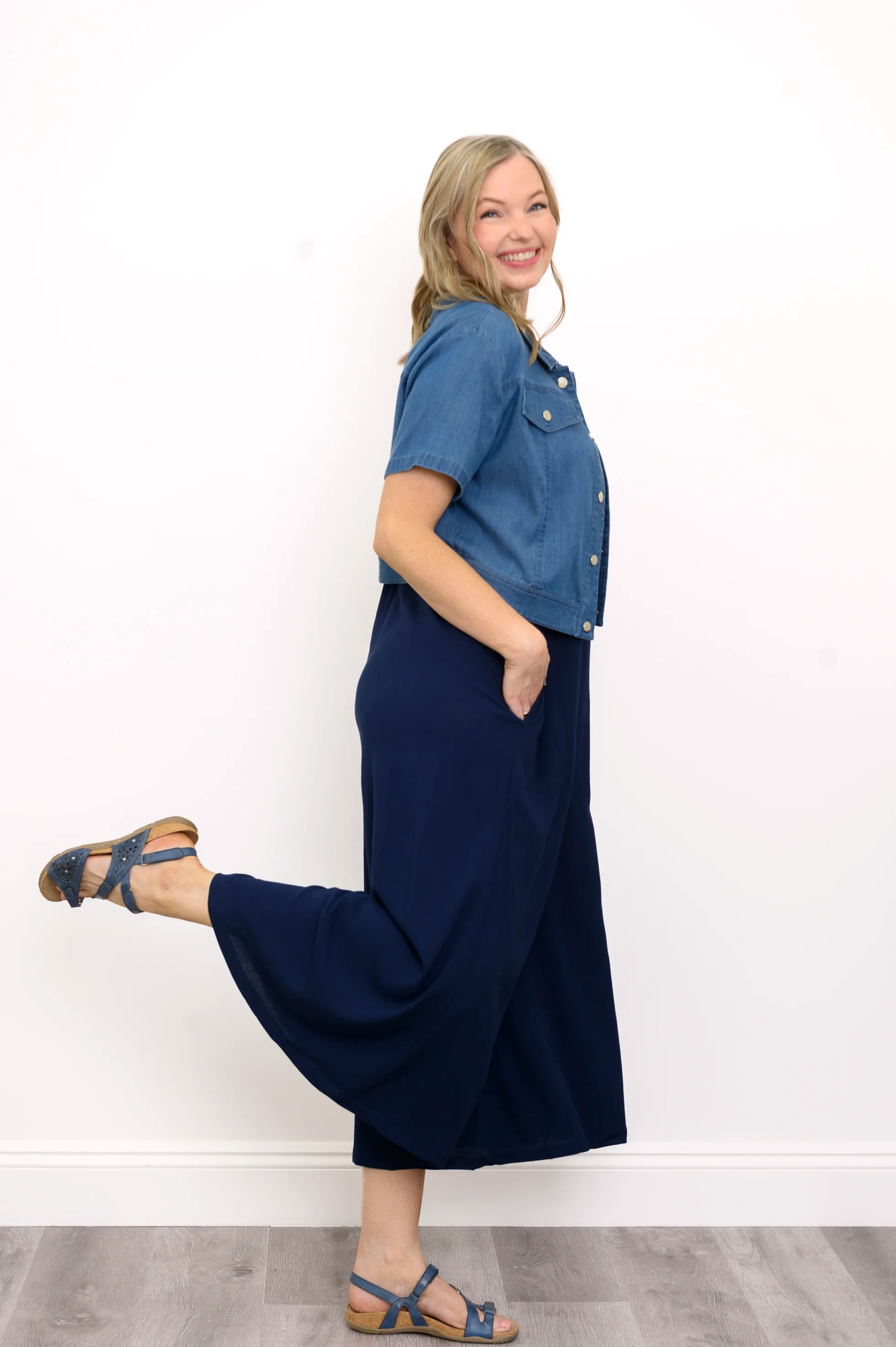 Joanna Jumpsuit, Indigo, Linen Bamboo - Image 3
