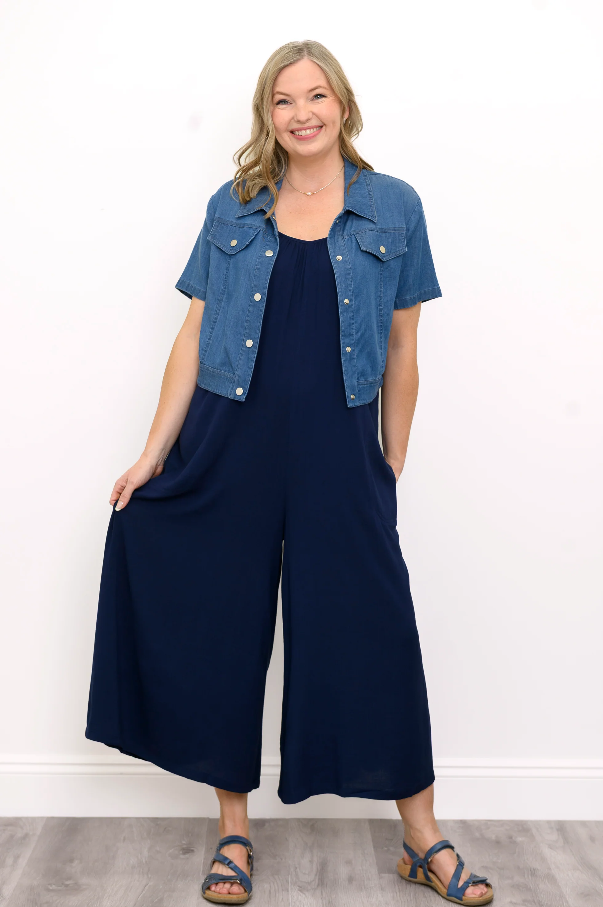 Joanna Jumpsuit, Indigo, Linen Bamboo - Image 4