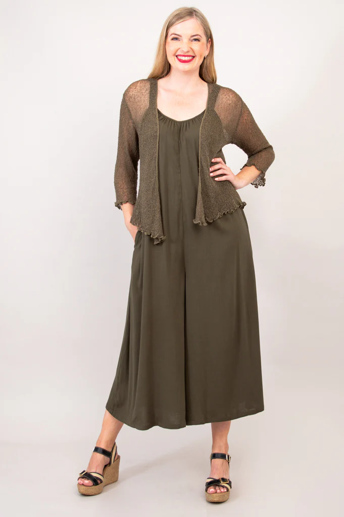 Joanna Jumpsuit, Khaki, Linen Bamboo - Image 3