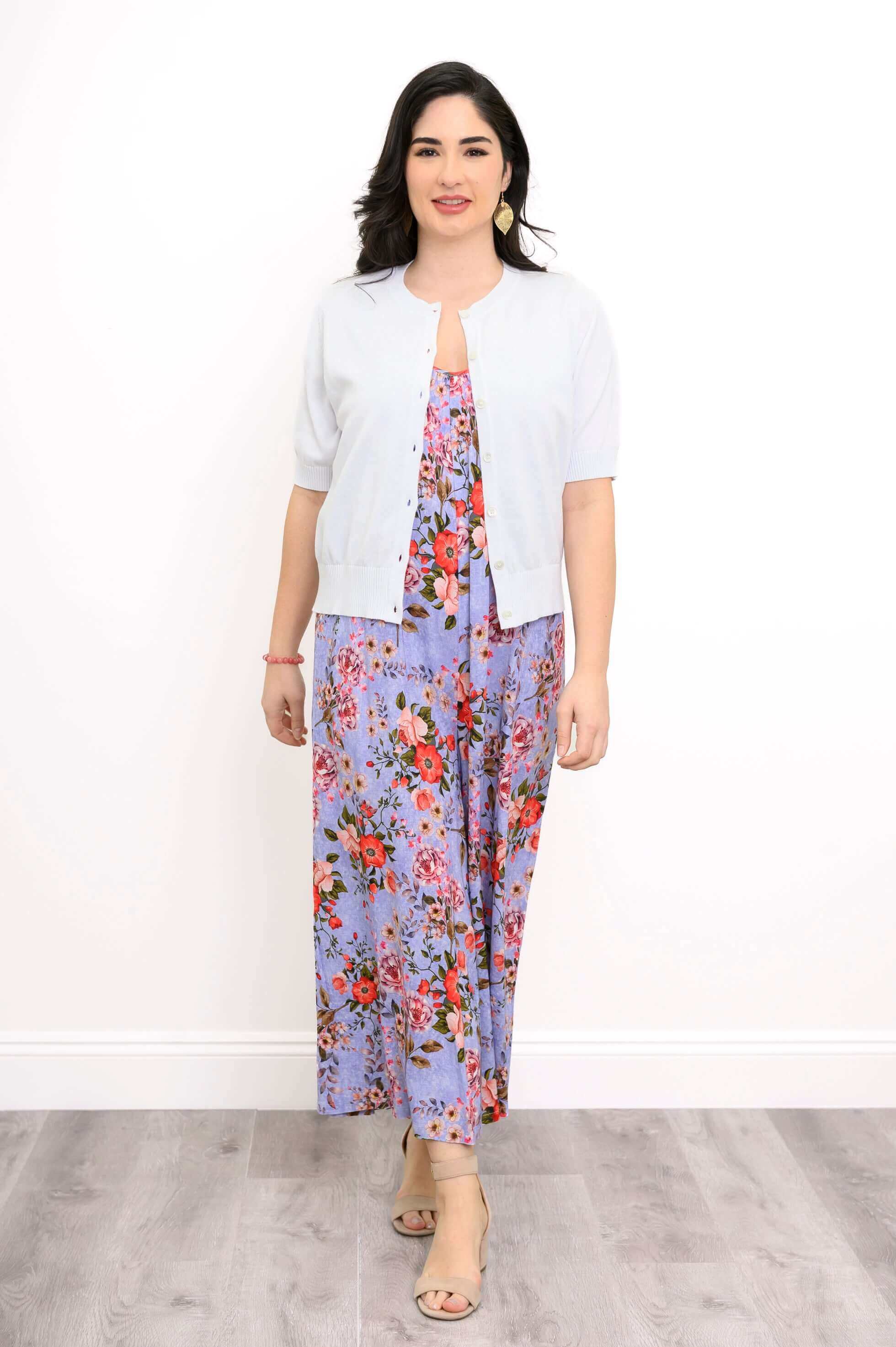 Joanna Jumpsuit, Red Rosebud, Linen Bamboo - Image 3