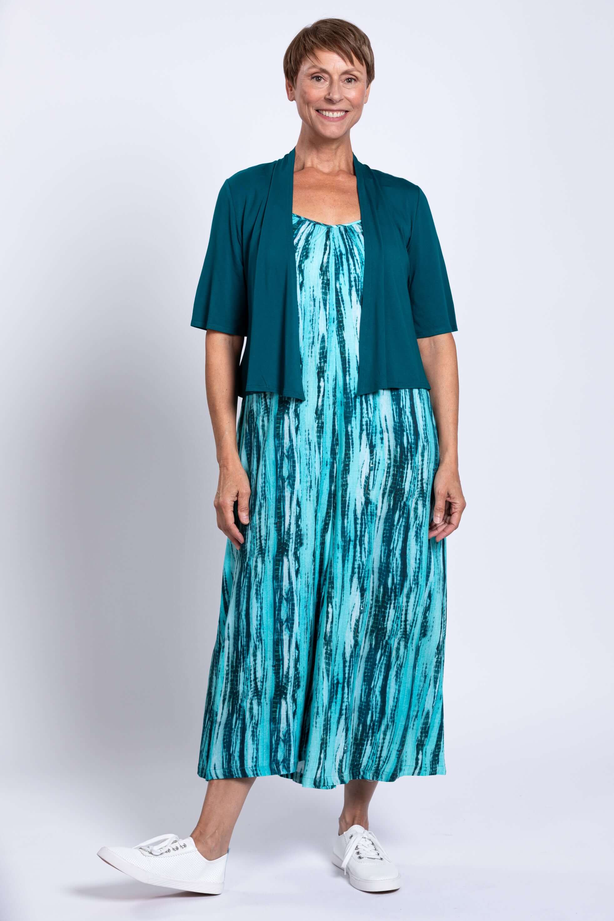 Joanna Jumpsuit, Teal Tie Dye, Linen Bamboo - Image 4