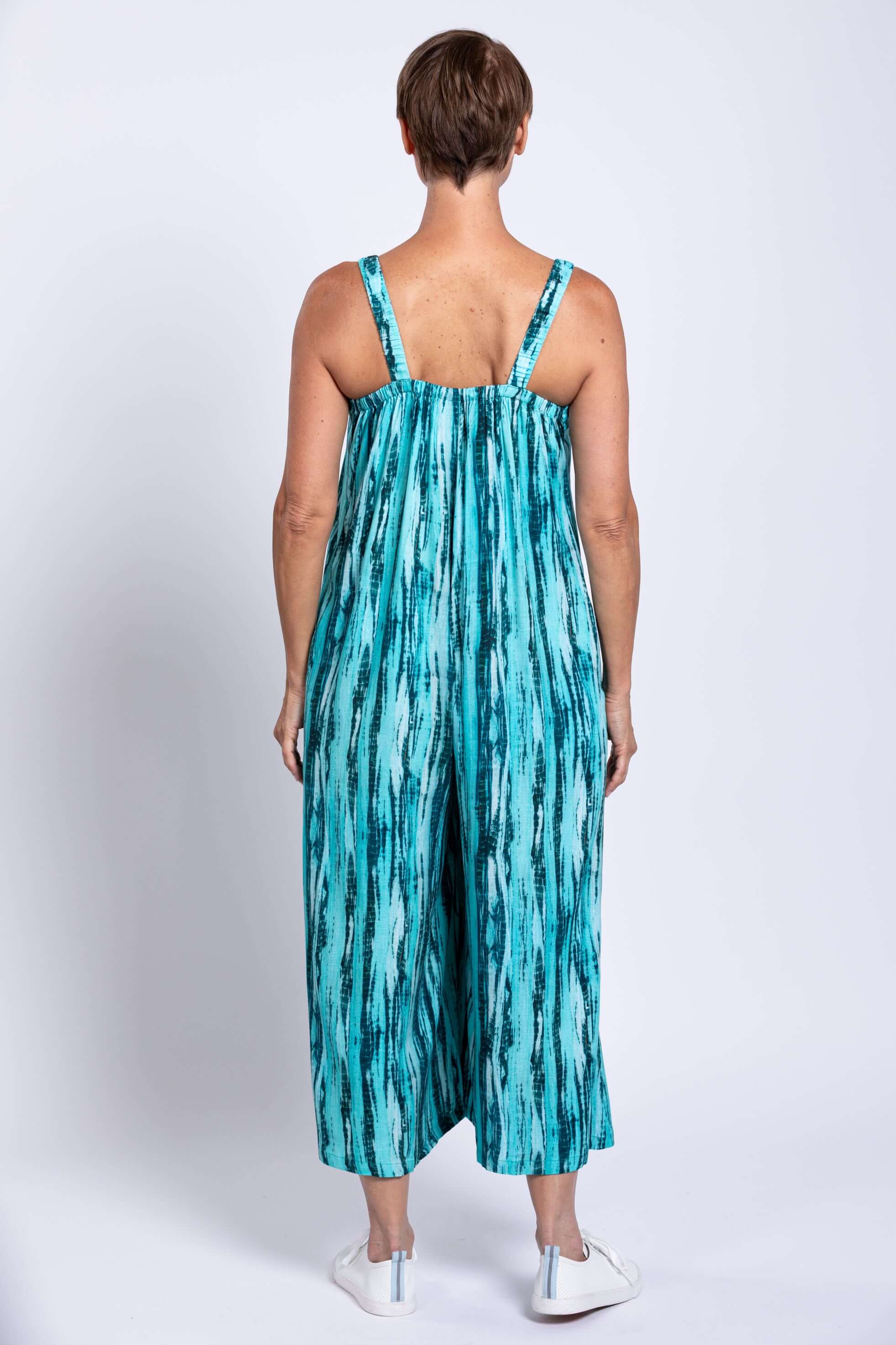 Joanna Jumpsuit, Teal Tie Dye, Linen Bamboo - Image 5