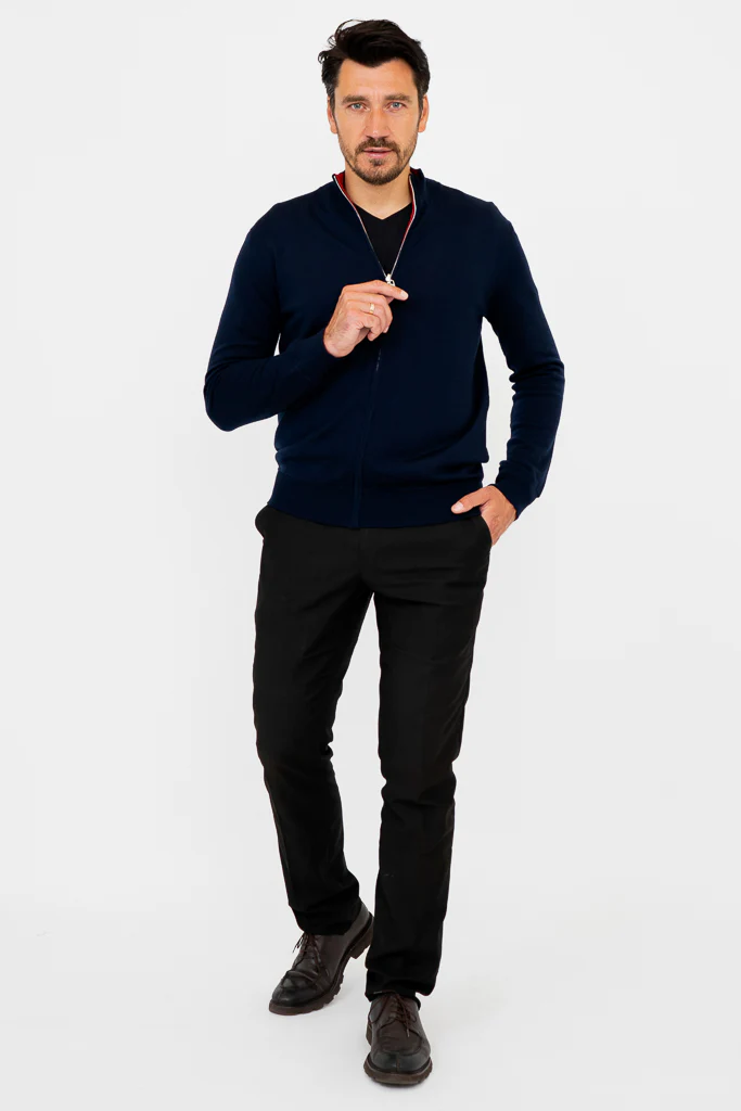 Joey Sweater, Navy, Merino Wool - Image 3