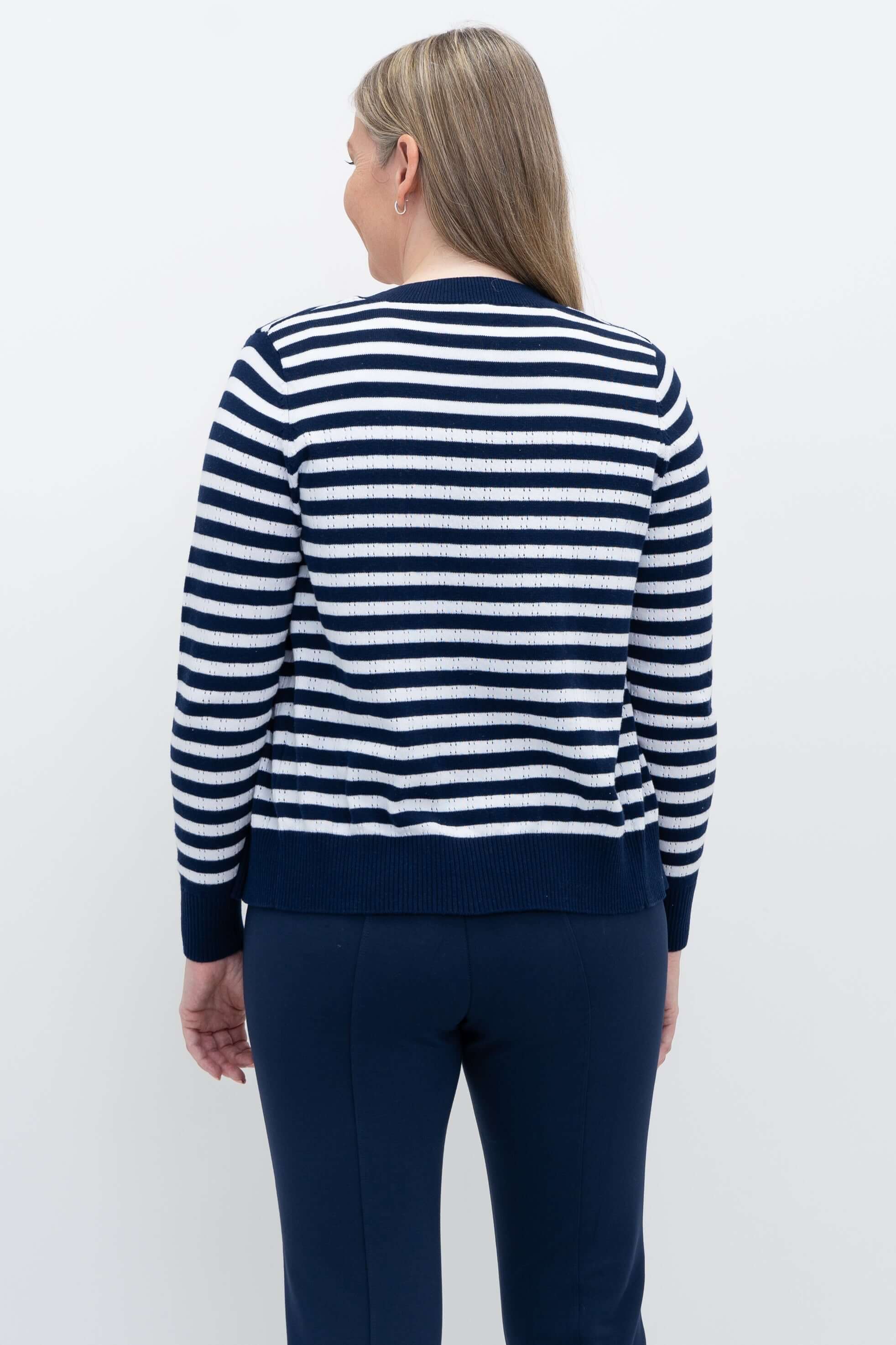 Juniper Sweater, Indigo Stripe, Cotton - Final Sale - Image 3