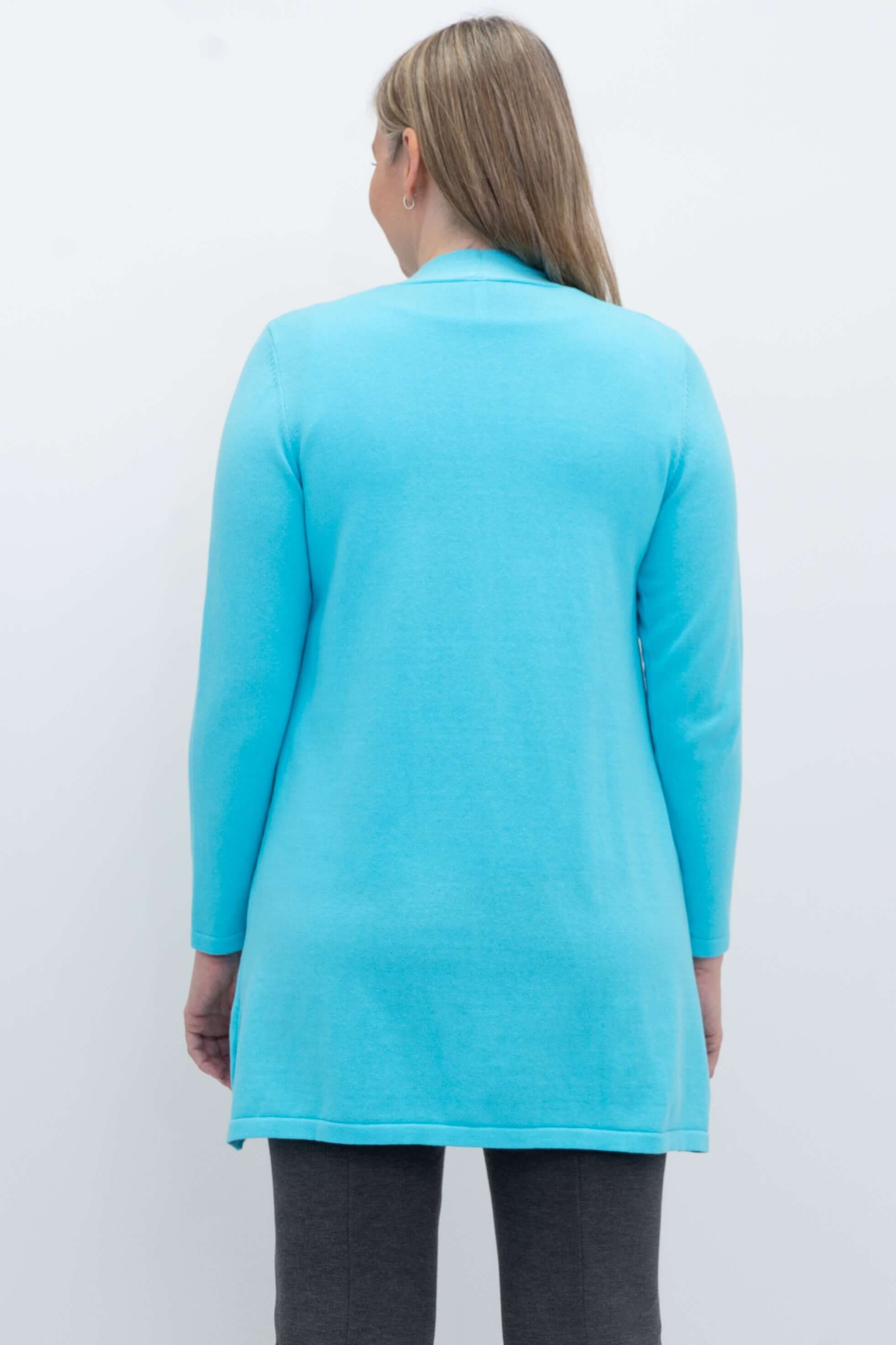 Justine Sweater, Turquoise, Cotton - Image 3