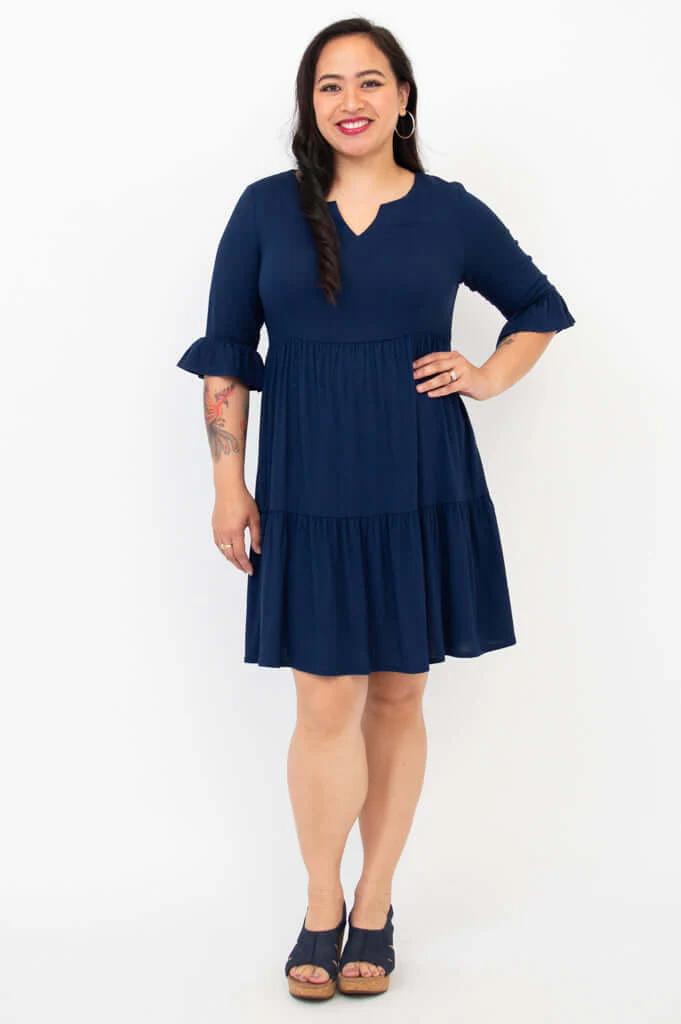 Karena Dress, Indigo, Linen Bamboo - Final Sale