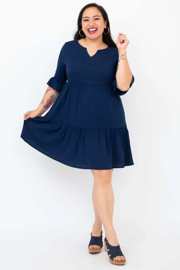 Karena Dress, Indigo, Linen Bamboo - Final Sale - Image 2