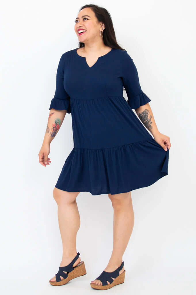Karena Dress, Indigo, Linen Bamboo - Final Sale - Image 3