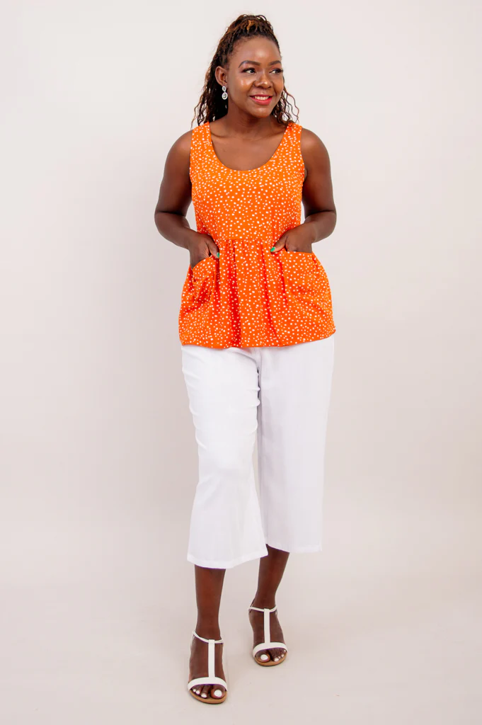 Kaya Top, Orange Polka - Final Sale - Image 4
