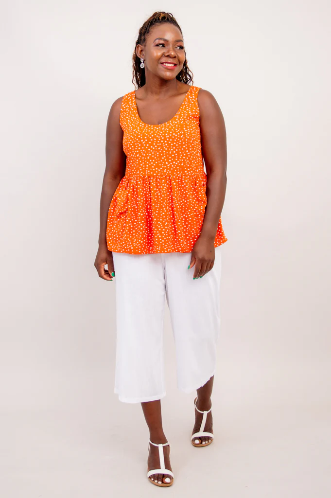 Kaya Top, Orange Polka - Final Sale - Image 5