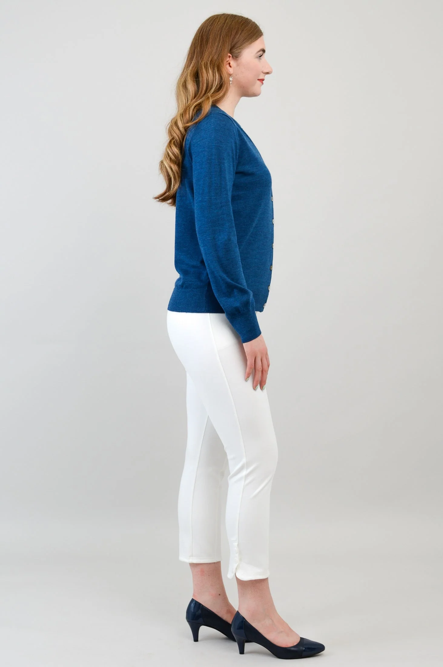 Kitten Cardigan, Blue, 100% Merino Wool - Image 2