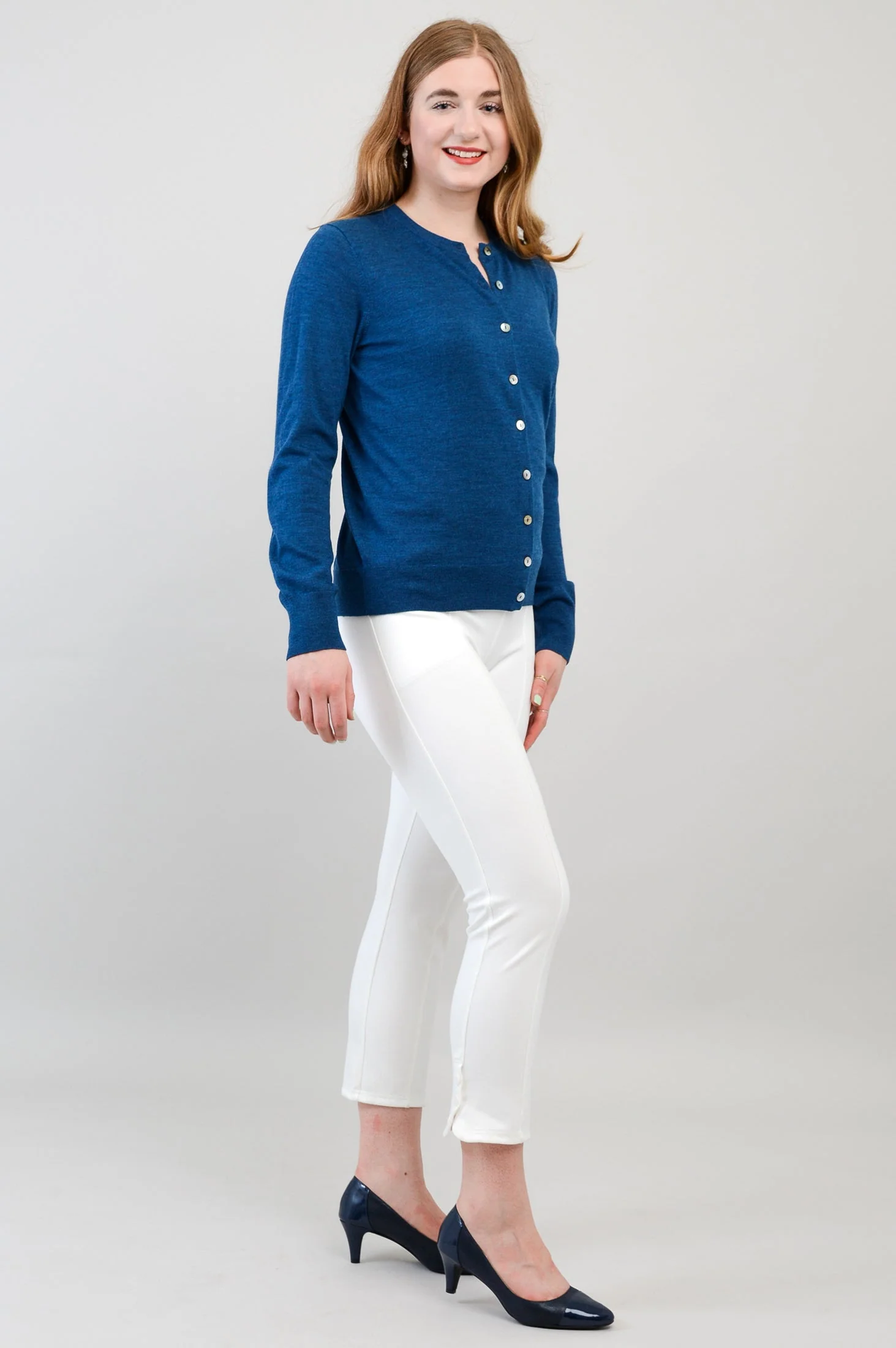 Kitten Cardigan, Blue, 100% Merino Wool - Image 5