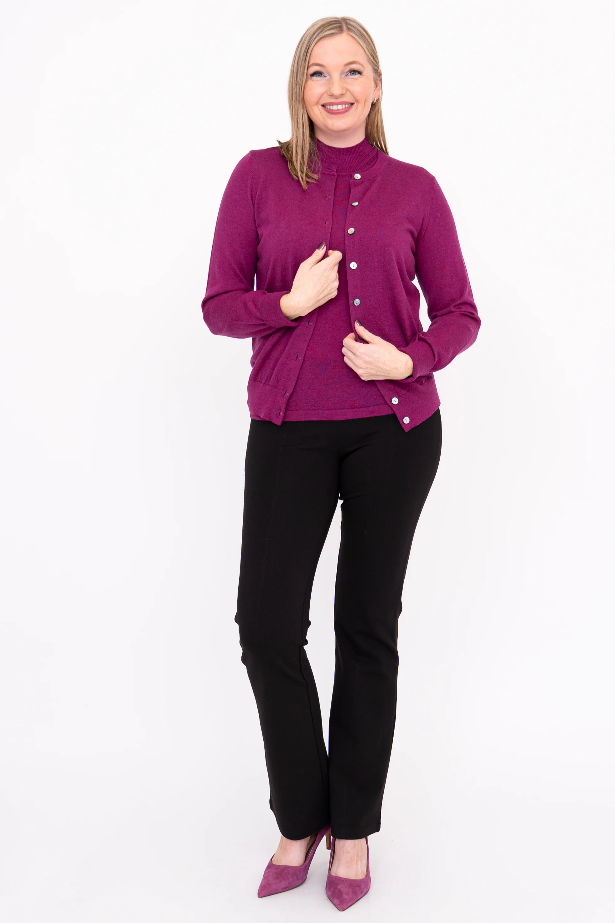 Kitten Cardigan, Magenta, Merino Wool - Image 7